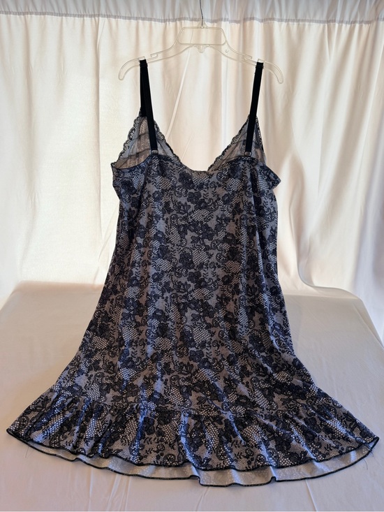 Torrid Curve Other - Torrid Lace-Print Ruffle Hem Slip Chemise in Black and Gray